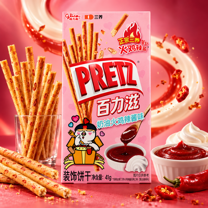 Glico PRETZ – Buldak Weizensticks mit cremig-scharfem Hähnchensaucen-Geschmack, 41 g