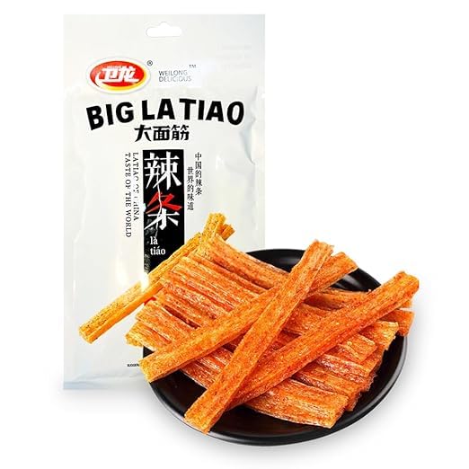 Weilong Big Latiao  106g | Scharfer Weizensnack | Hot & Spicy | Würzige Chinesische Snacks | Spicy Sticks Scharfe Stangen Vegan Halal