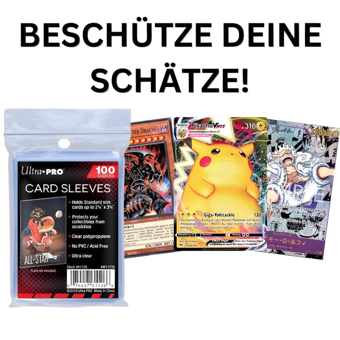 10x100 Ultra Pro Soft Sleeves - insgesamt 1000 UP Pro Hüllen - Geeignet für alle Sammelkartenspiele + Heartforcards® Versandschutz