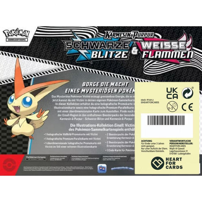 Pokémon Black Bolt & White Flare – Victini Illustration Kollektion [Englisch] | 4 Booster, 2 Promokarten & Jumbo-Karte | Mit Heartforcards® Versandschutz