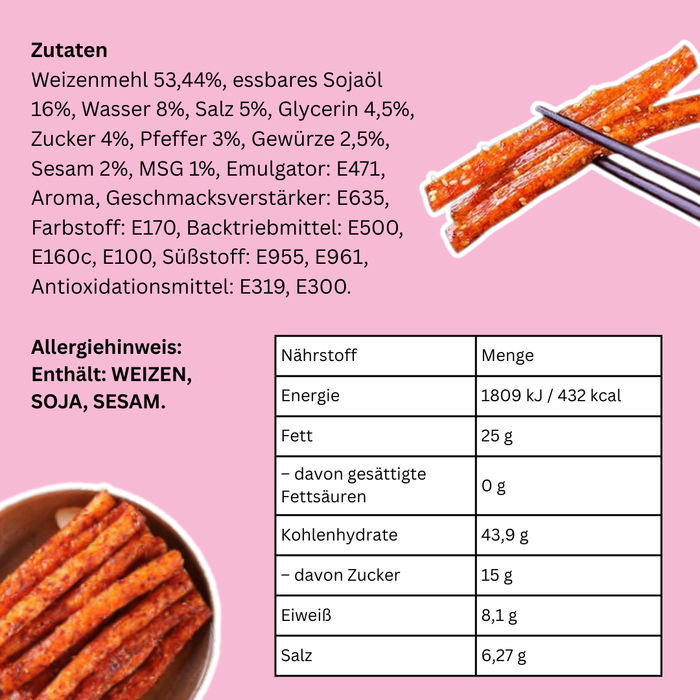 3x FTW Latiao Sweet & Spicy – Würziger und süßer Gluten-Snack (3x68g)