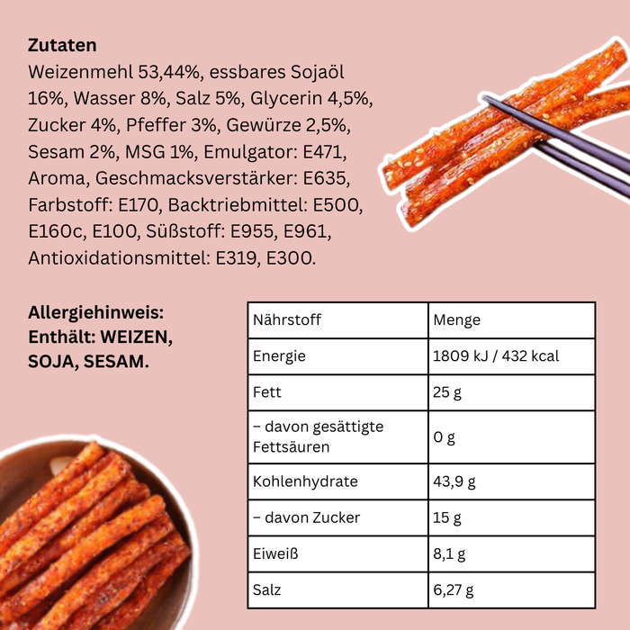 1x FTW Latiao Hot & Spicy – Würziger Gluten-Snack (1x68g)