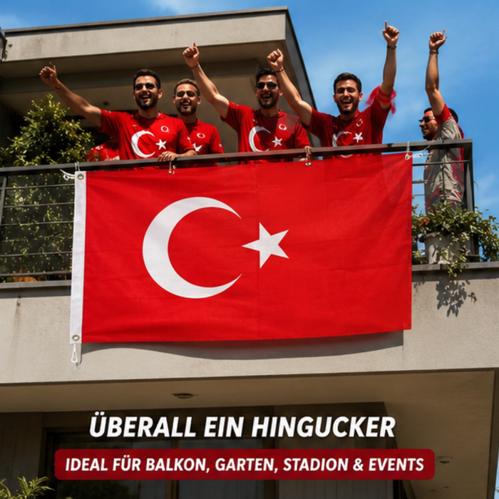 Türkei Flagge 90x150 cm – WM 2026 Fan Fahne – Polyester, wetterfest & reißfest – mit Metallösen