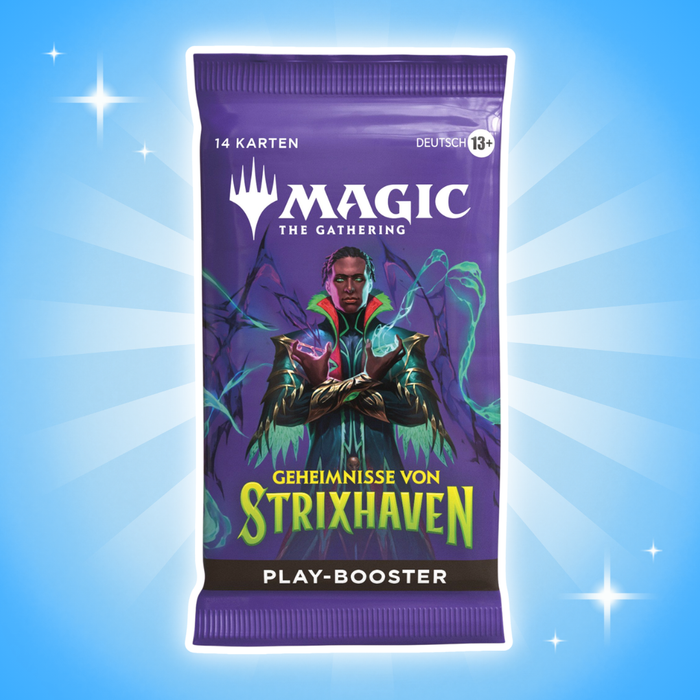 3x Magic: The Gathering Geheimnisse von Strixhaven Play Booster Deutsch – 3 Boosterpacks, je 14 Karten, MTG Sammelkartenspiel