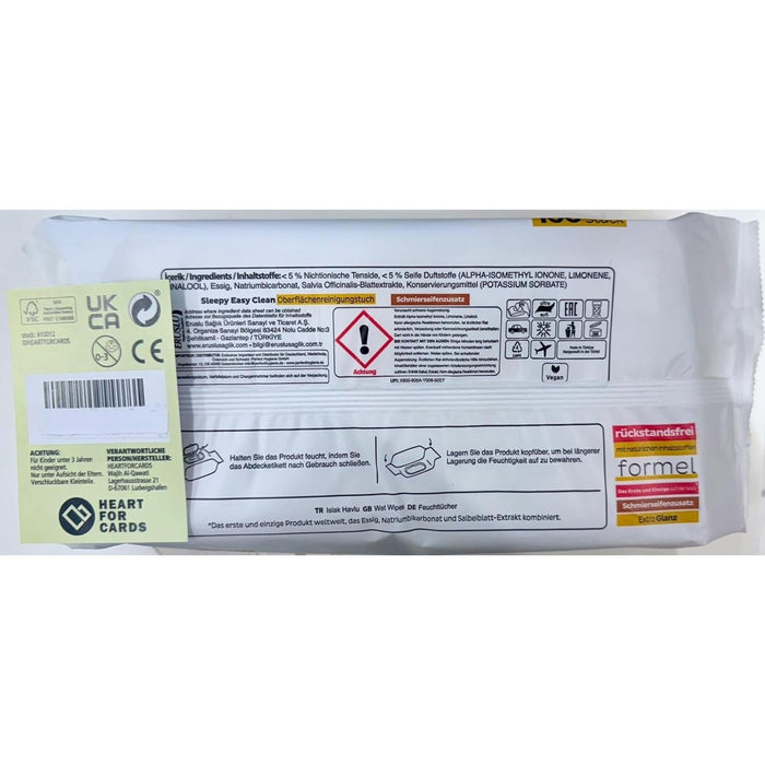 3x Sleepy Easy Clean Reinigungstücher | 30 Stück pro Packung | Weisse Seife Grün | Für streifenfreien Glanz auf allen Oberflächen