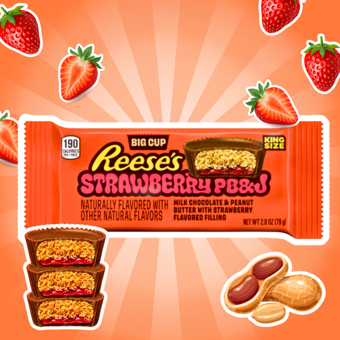 Reese’s PB&J Strawberry Big Cup King Size – Erdnussbutter & Erdbeerfüllung in Milchschokolade – 79 g