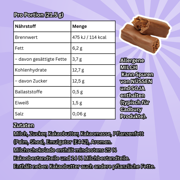 20x5er Cadbury Twirl – Zarte Milchschokoladenriegel Pack | 100×21,5 g