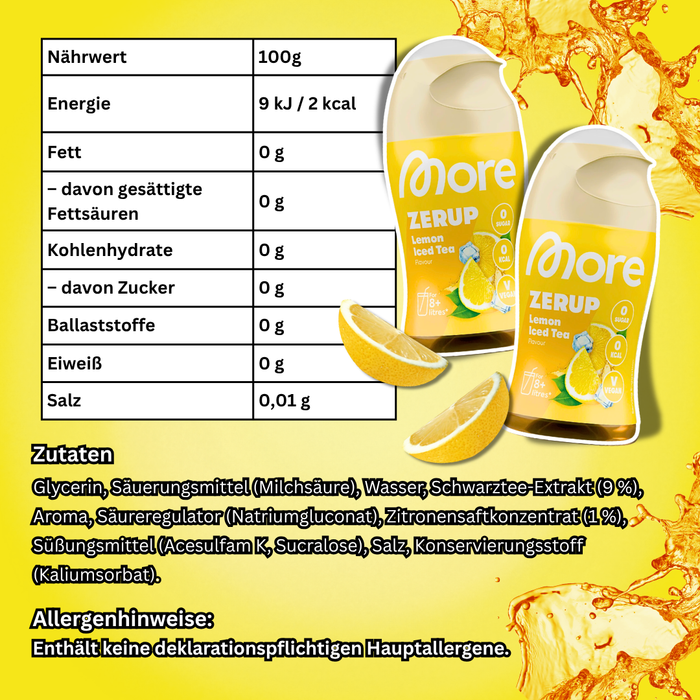 MORE Zerup Zero Sirup 5 Geschmacksorten Getränkesirup ohne Zucker mit Saftkonzentrat | 5 × 65 ml