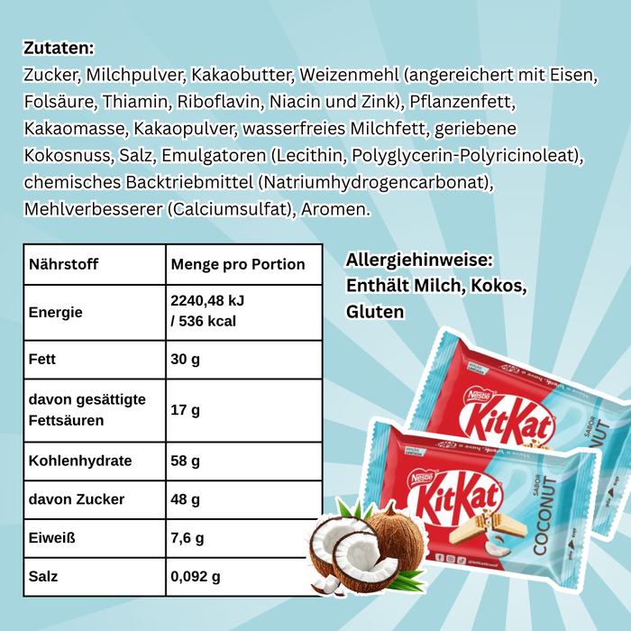 2x Kit Kat Coconut – Schokoladenriegel mit Kokosnussfüllung, 2x41,5g