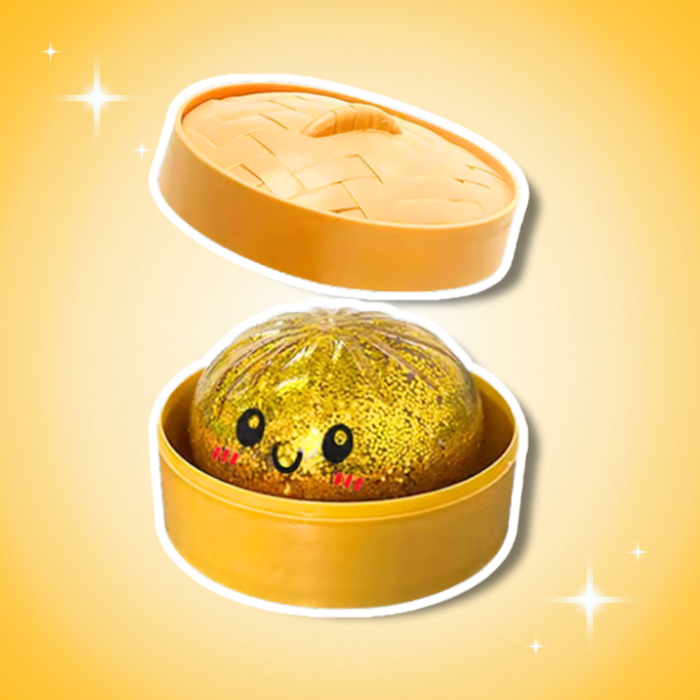 Glitzer Dumpling Squishy 10 cm – Anti-Stress Quetschspielzeug zum Knautschen & Entspannen