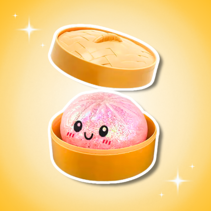 Glitzer Dumpling Squishy 10 cm – Anti-Stress Quetschspielzeug zum Knautschen & Entspannen