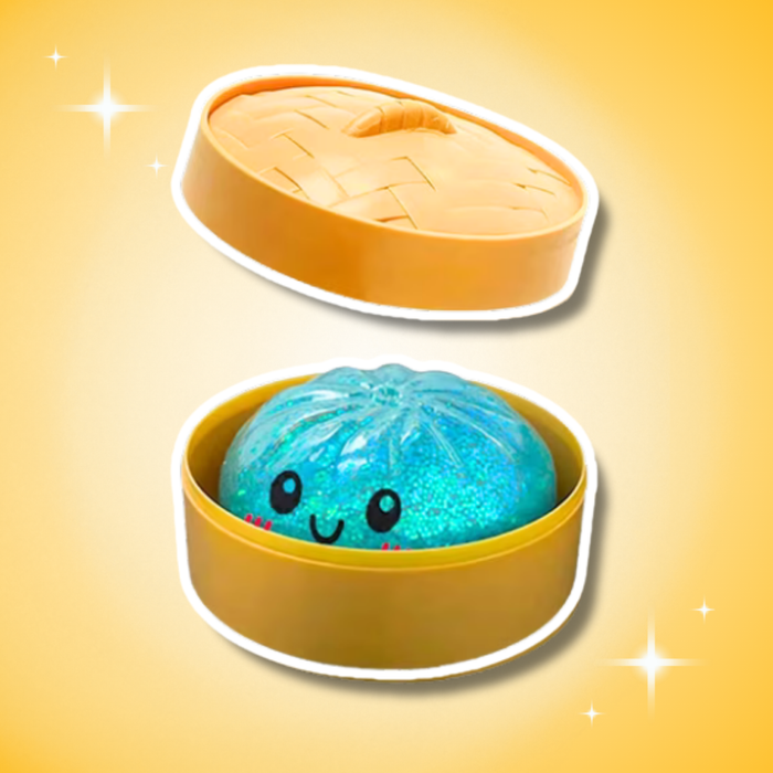 Glitzer Dumpling Squishy 10 cm – Anti-Stress Quetschspielzeug zum Knautschen & Entspannen