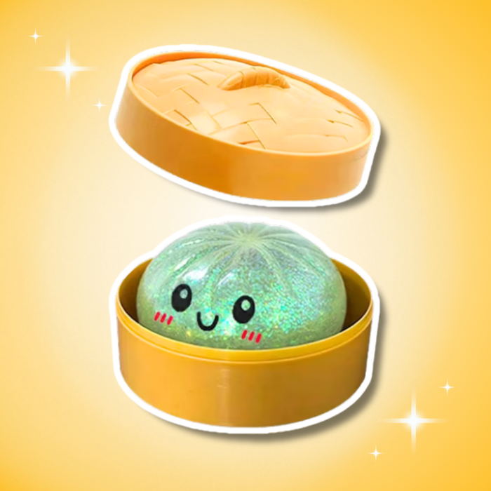 Glitzer Dumpling Squishy 10 cm – Anti-Stress Quetschspielzeug zum Knautschen & Entspannen