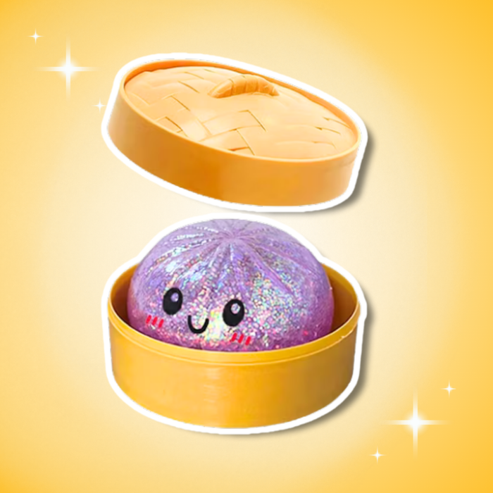 Glitzer Dumpling Squishy 10 cm – Anti-Stress Quetschspielzeug zum Knautschen & Entspannen