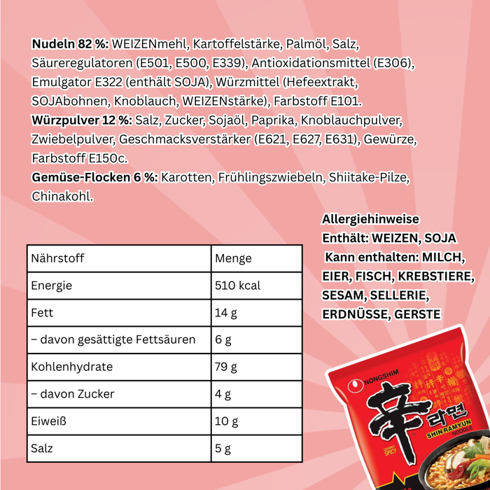 Nongshim Shin Ramyun – 5er Pack – Würzige Instant-Nudelsuppe