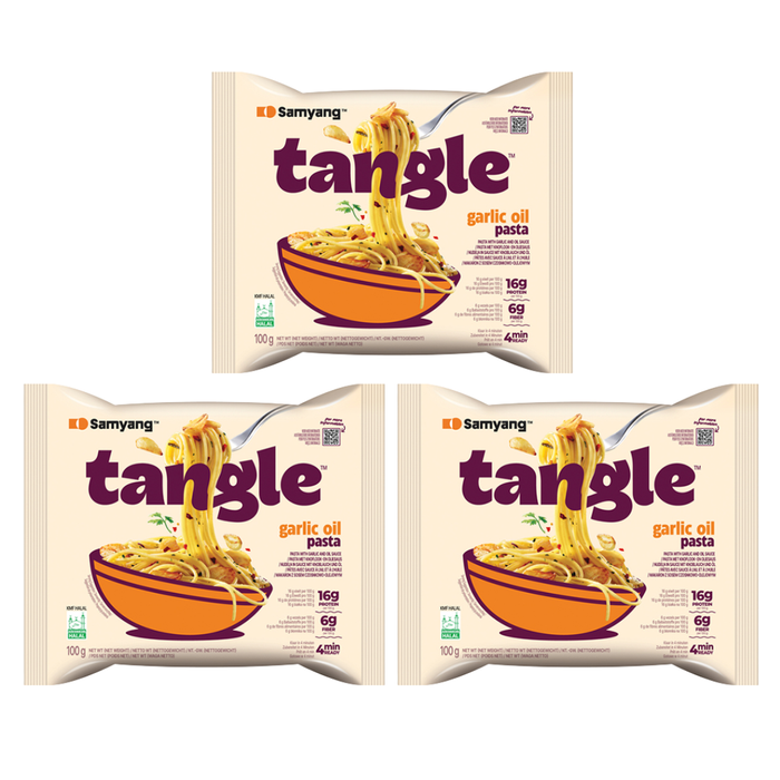 3er Pack Samyang Ramen Tangle – Garlic Oil Pasta | 3x koreanische Öl-Nudeln mit intensivem Knoblaucharoma | Je 100 g | Halal zertifiziert