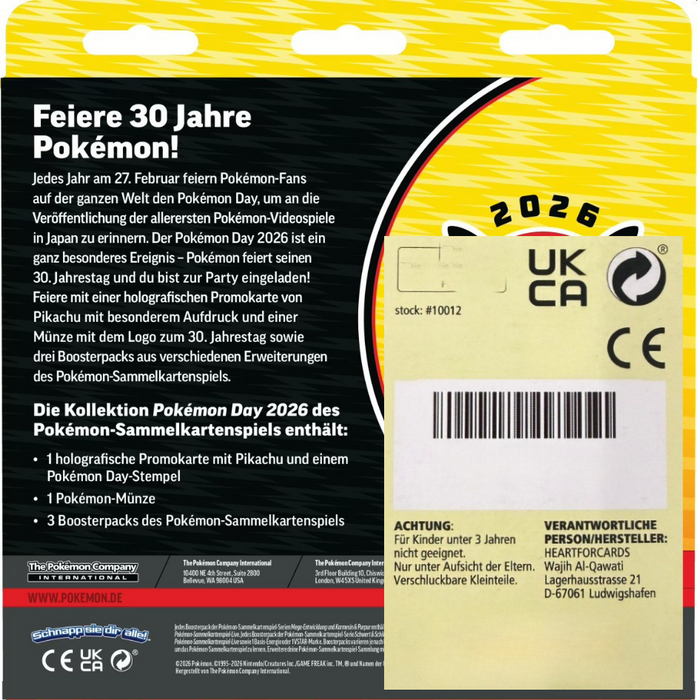 Pokémon Day 2026 – Spezial Kollektion | 3 Boosterpacks | Deutsch | Promokarte & Münze