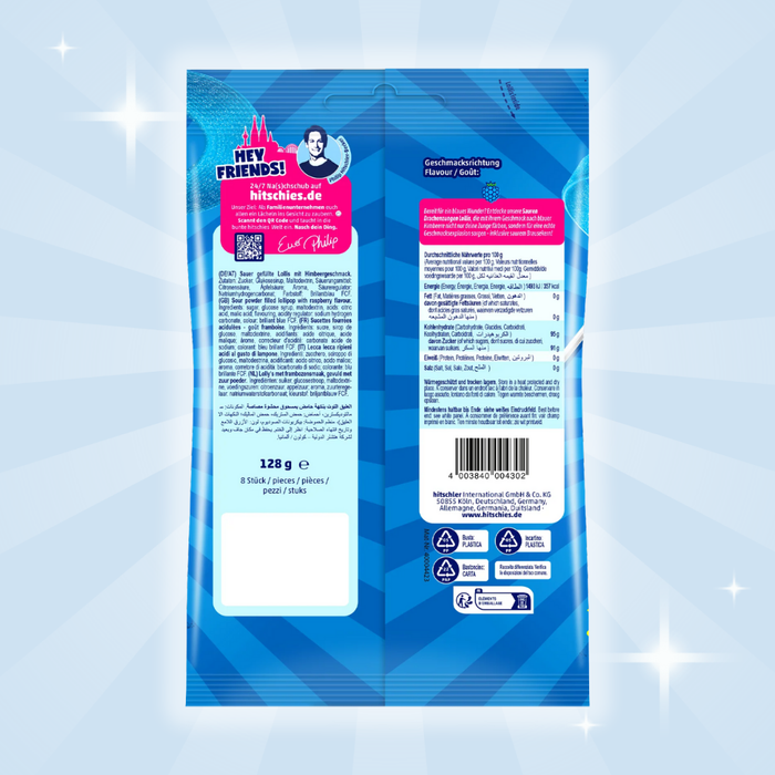 Hitschies Saure Drachenzungen Lollis 128g – Saure Fruchtlutscher, 1x 128g