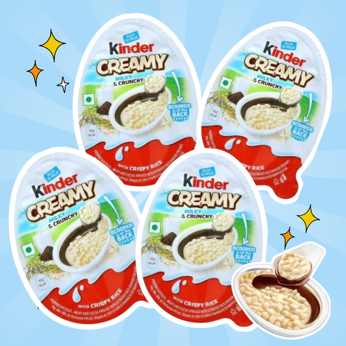 4 x Kinder Creamy – Milky & Crunchy – Knusprig-cremiger Milchsnack (4 x 19 g)