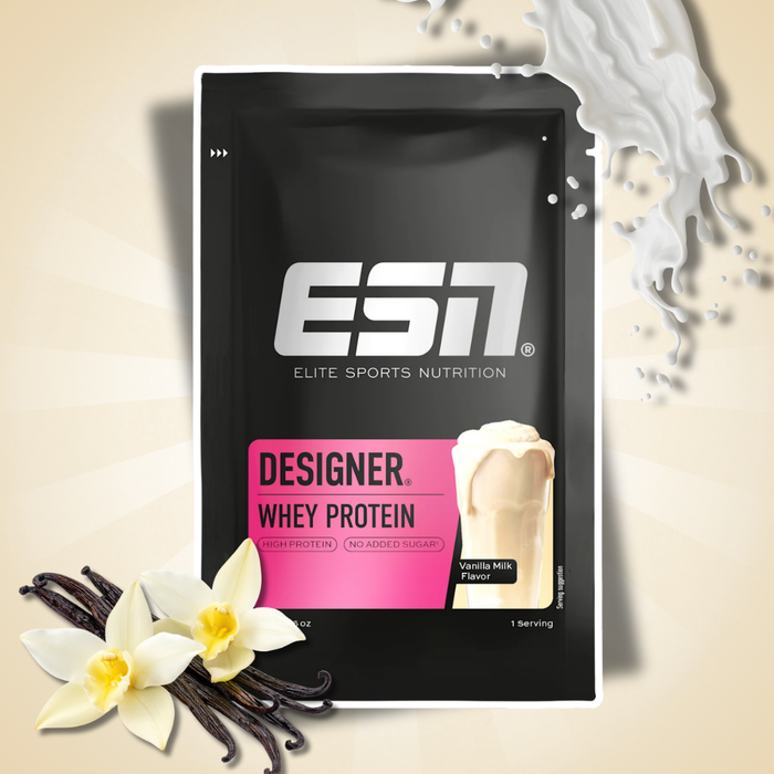 ESN Designer Whey Protein Probierpaket – Vanilla Milk 30 g + Milk Chocolate 30 g + Flexpresso Whey Protein Coffee Coffee Flavour 30 g