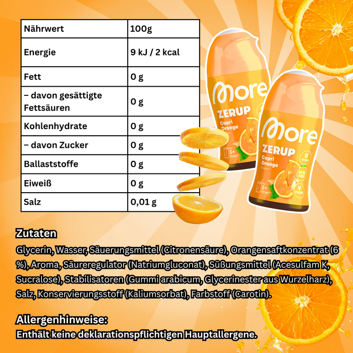 MORE Zerup Zero Sirup 5 Geschmacksorten Getränkesirup ohne Zucker mit Saftkonzentrat | 5 × 65 ml