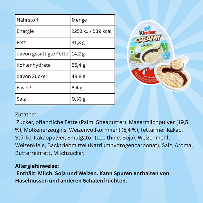 1x Kinder Creamy – Milky & Crunchy – Knusprig-cremiger Milchsnack (1x19 g)