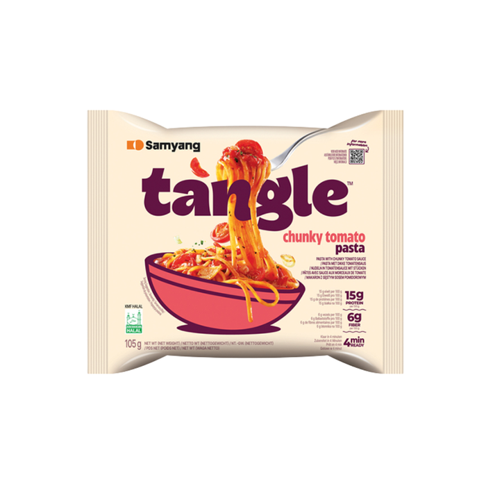 3er Pack Samyang Ramen Tangle – Chunky Tomato | 3x koreanische Instant-Nudeln mit stückiger Tomatensoße | Je 105 g | Halal zertifiziert