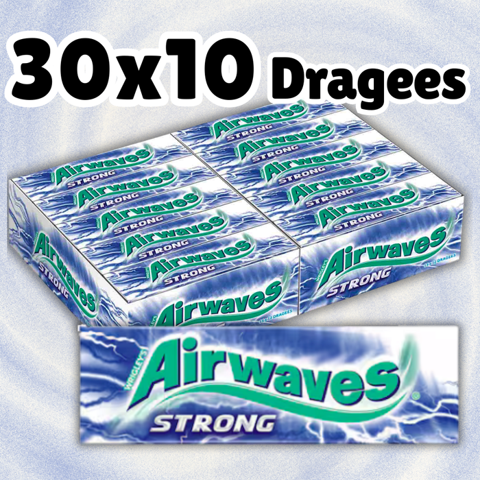 30x Airwaves Kaugummi Zuckerfrei Strong – Menthol Kaugummi Dragees | 10 Dragees pro Packung