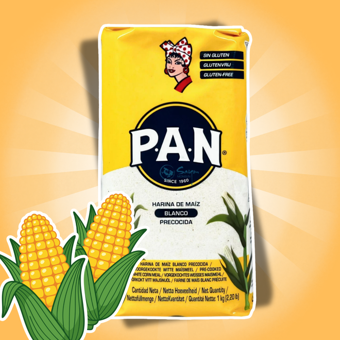 PAN Harina de Maíz Blanco Precocida – Vorgekochtes Weißes Maismehl für Arepas, Tortillas & Empanadas 1 kg