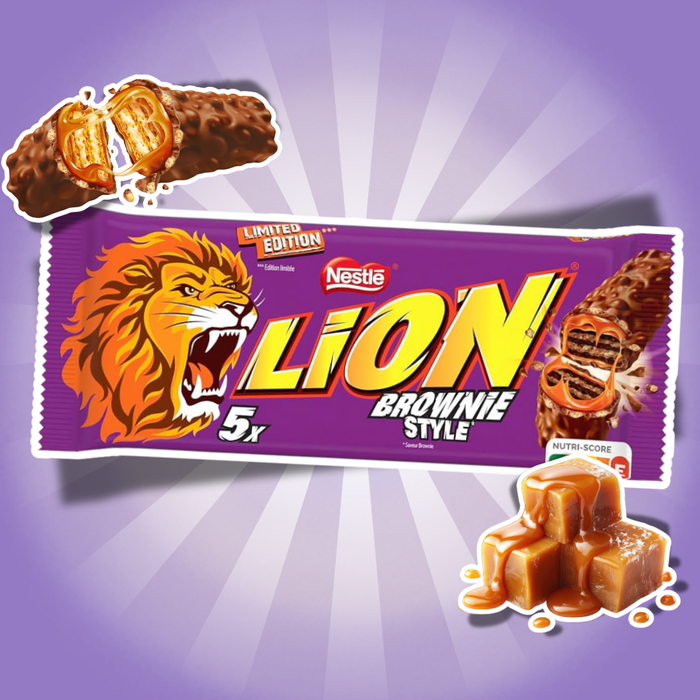 Nestlé LION Brownie Style Multipack 5 × 30 g (150 g) – Knuspriger Schokoriegel mit Brownie-Geschmack