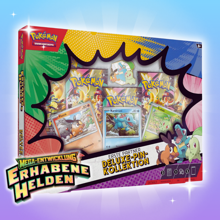 Pokémon Erhabene Helden Deluxe Pin Kollektion | Deutsch | 5 Booster + Pin