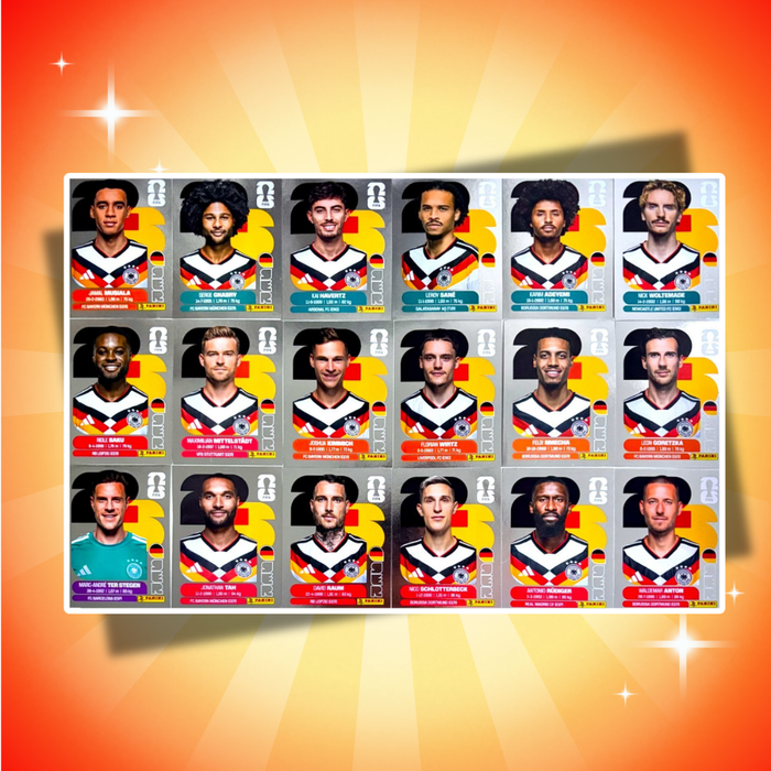 Panini FIFA World Cup 2026 DFB Glitzer Sticker Komplettset – Alle 18 verschiedenen DFB Parallel Sticker