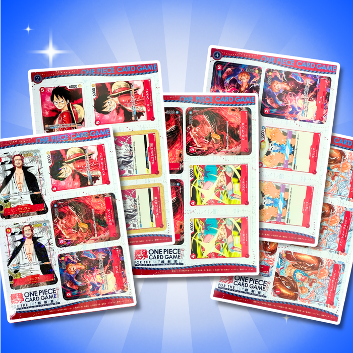 One Piece Magazin Promo Set Japanisch – 2× Shanks OP01-120, Uncut Mini Manga Rares, 5× Ruffy DON!! & Promo-Artikel