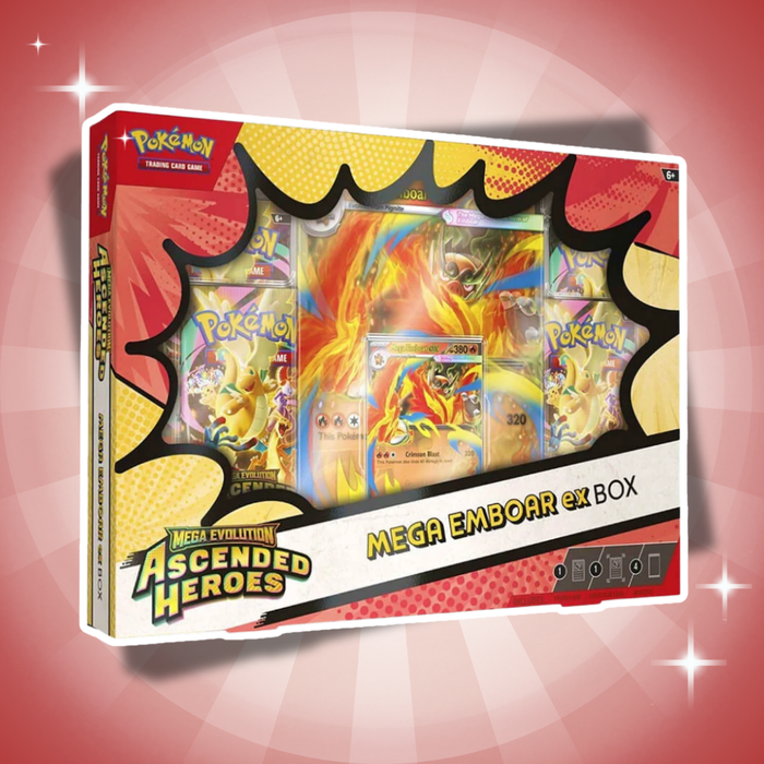 Pokémon Mega Evolution Ascended Heroes ex Box Englisch – 4 Booster + Promo-Karten, Zufällige Variante