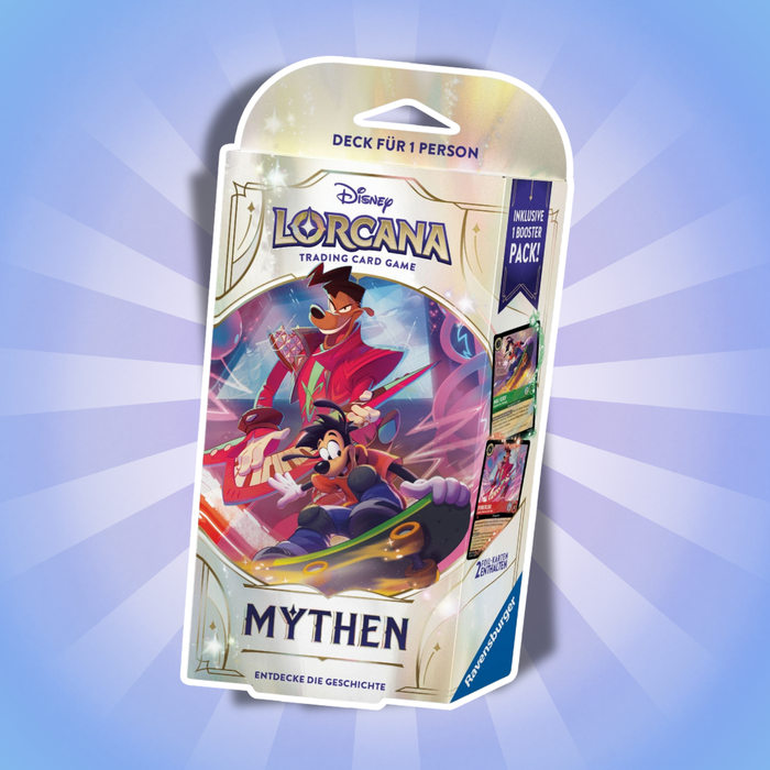 Disney Lorcana TCG Mythen Starter Deck Deutsch – 60 Karten Deck mit Booster (Zufällige Variante)