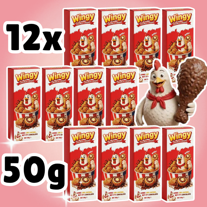 12x Wingy Crunch Knusprige Chicken Schoko Bites mit Cremefüllung & Karamellkeksstückchen (12 x 50g)