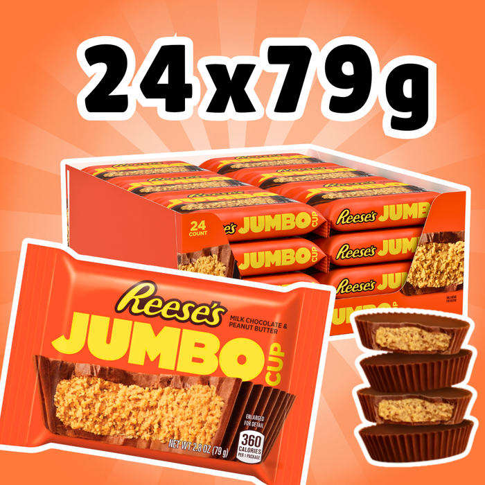 24x Reese’s Jumbo Cup Erdnussbutterbecher – XXL Peanut Butter Cups | 79 g pro Stück