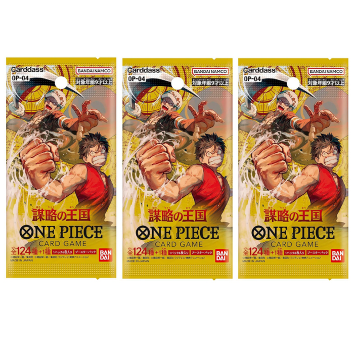 OP-04 Kingdoms of Intrigue – 3x Booster (Chinesisch oder Koreanisch) – 6 Karten je Pack – Neu & OVP