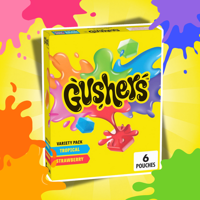 GUSHERS Fruit Flavoured Snacks Variety Pack – Tropical & Strawberry, 6 Beutel, 136 g