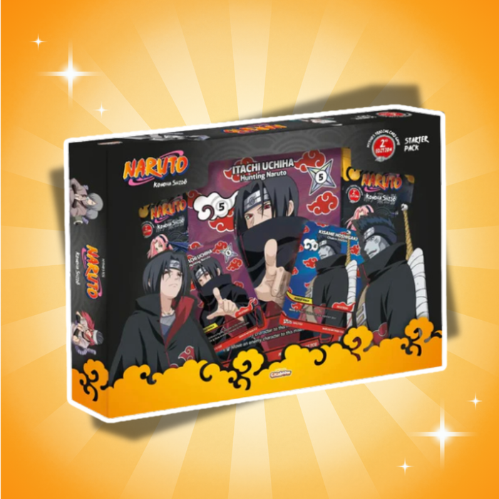 Naruto Mythos TCG 2. Edition Starter Pack Itachi Uchiha & Kisame Akatsuki Englisch – 4 Booster + Exklusive Foil Promos