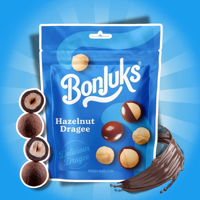 Bonjuks Haselnuss Dragées 60 g – Geröstete Haselnüsse mit Milchschokoladenüberzug
