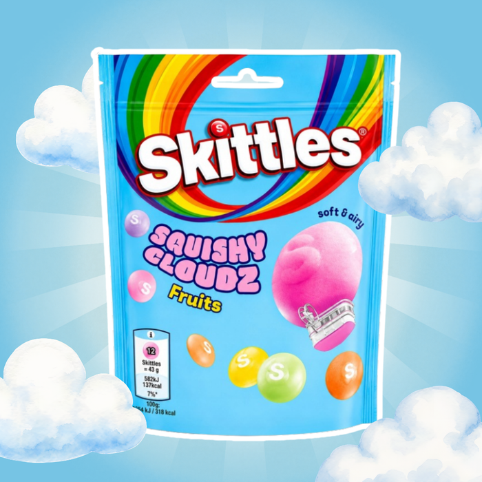 Skittles Squishy Cloudz Fruits Fruchtgummi mit weicher Schaumzucker-Textur 94 g
