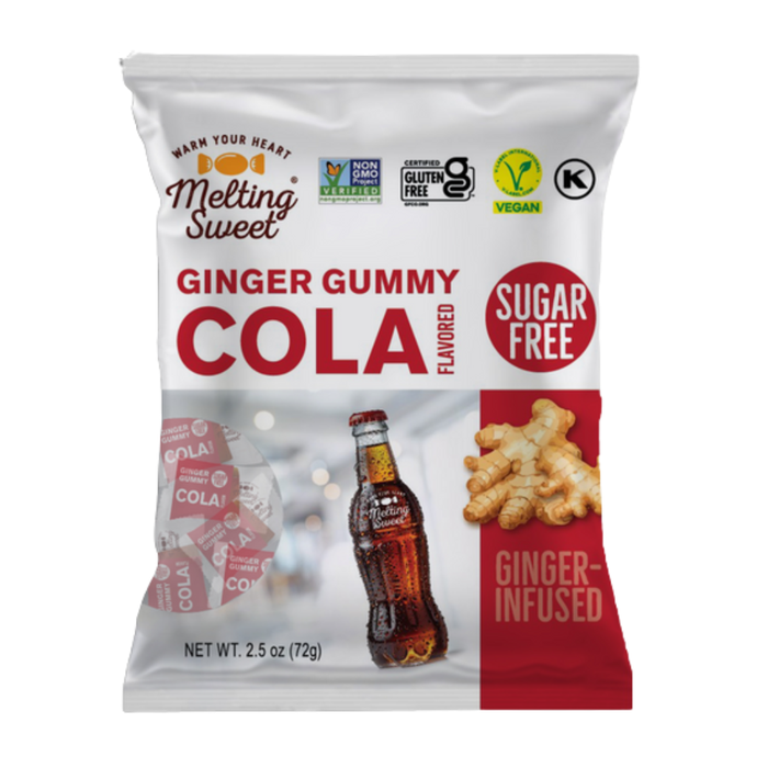 Melting Sweet Zuckerfreie Ingwer-Gummis – Vegane Pektin-Fruchtgummis mit echtem Ingwer, glutenfrei, 72 g