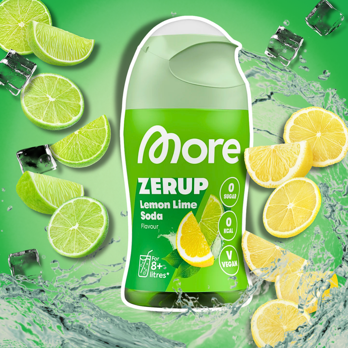 2× MORE Zerup Zero Sirup Lemon Lime Soda Getränkesirup ohne Zucker mit Limettensaftkonzentrat | 2 × 65 ml