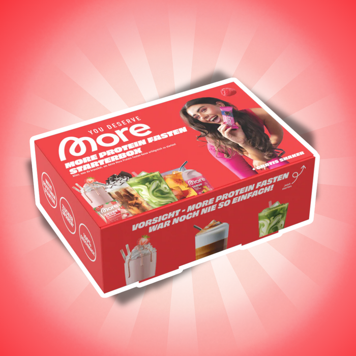 MORE MPF Box More Protein Fasten Starterbox mit 55 Proben | Protein Shakes, Mahlzeiten, Zerup, Chunky Flavour & Premium Shaker