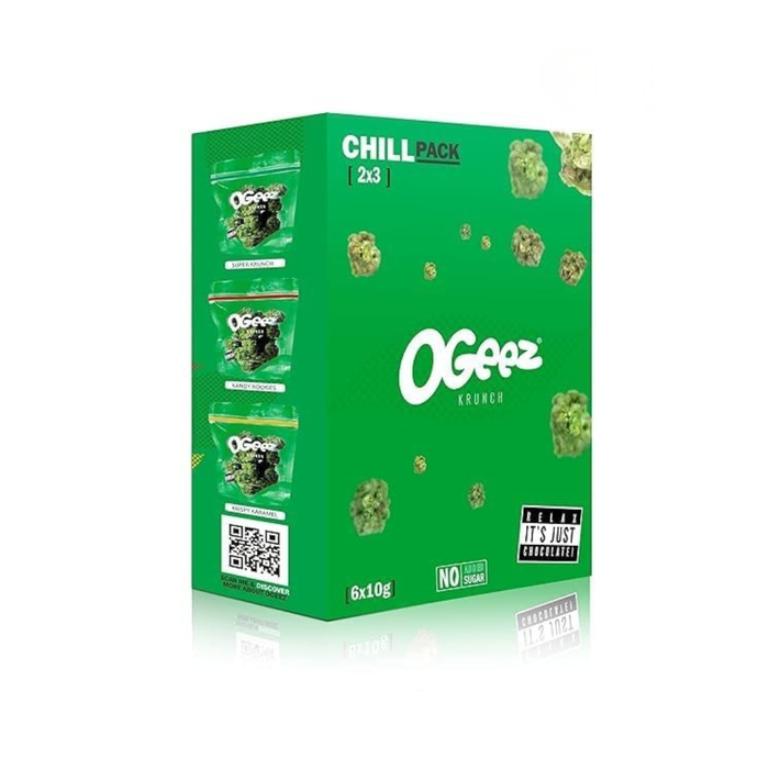 7 x Ogeez Krunch Knusper-Schokoladenstücke in Weed-Optik  Relax it´s just chocolate