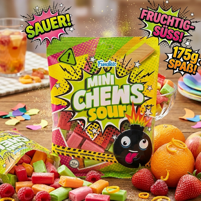 Fundiez Mini Chews Sour Saure Frucht-Kaubonbons 175g