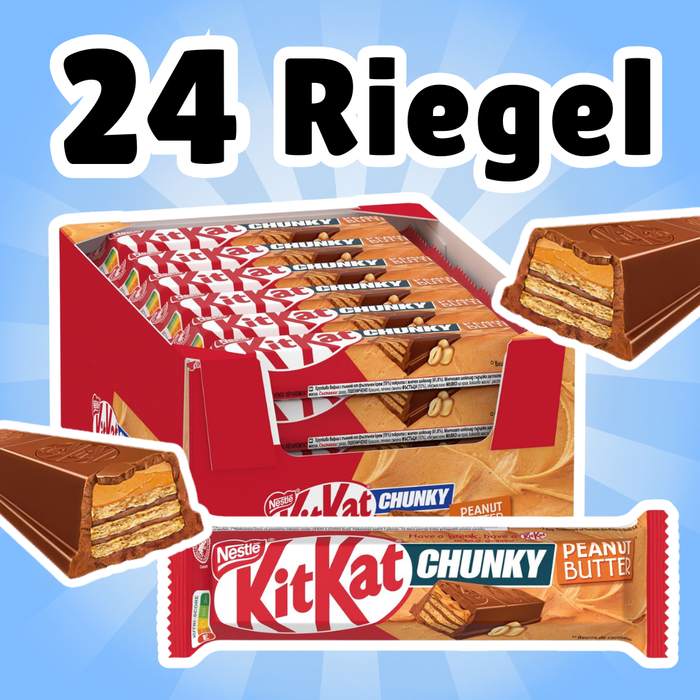 24× KitKat Chunky Peanut Butter – Waffelriegel mit Erdnussbutter und Milchschokolade – 24×42 g