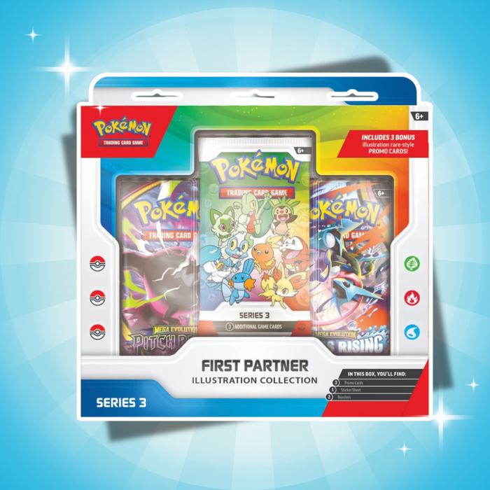 Pokémon First Partner Illustration Collection Series 3 – 3 Promokarten + 2 Boosterpacks Englisch