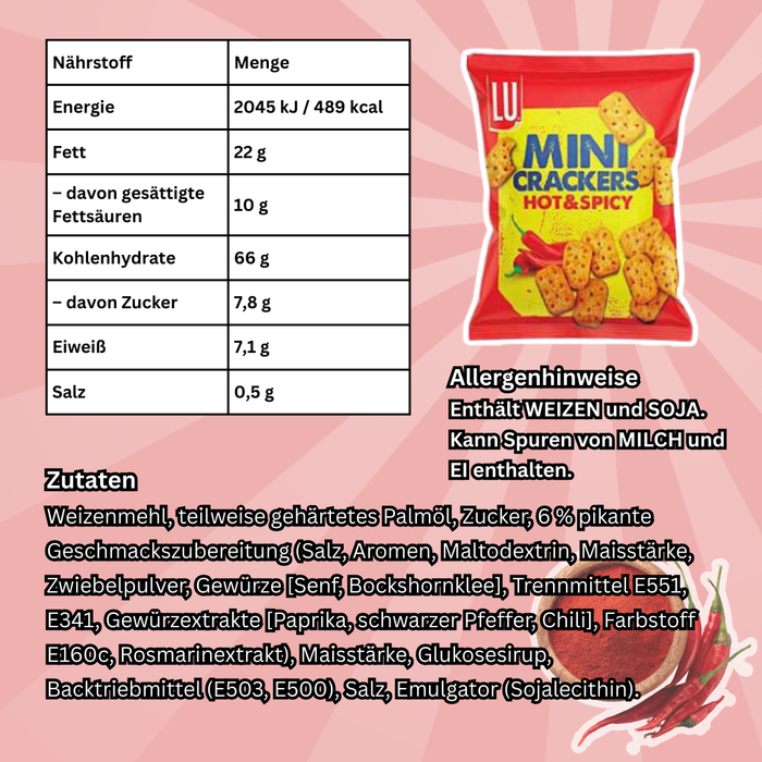 LU Mini Crackers Mix – Salt & Pepper, Sour Cream & Onion, Hot & Spicy, Knusprige Cracker-Auswahl, 3 Sorten kombiniert